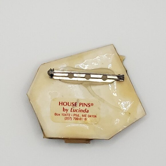 Lucinda House Pin Burgundy Red Navy Blue Green Striped Glitter Asymmetrical - Picture 2 of 2